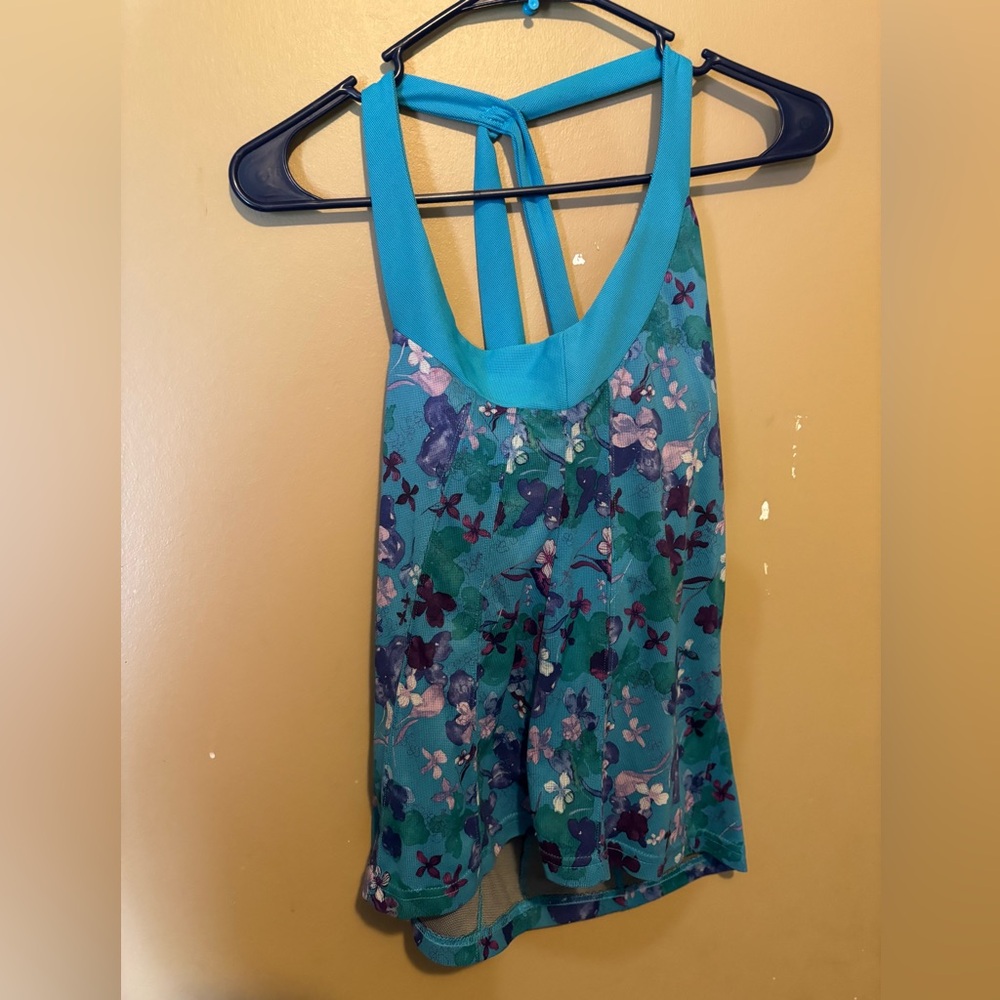 Khul Turquoise Floral Racerback Tank Top size M